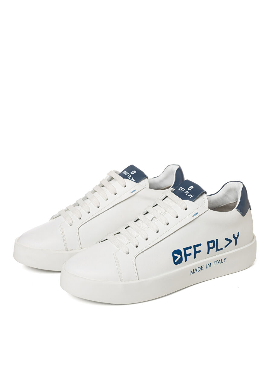 Off Play Beyaz - Mavi Erkek Deri Sneaker  X-M BOLOGNA 1 -LH 02