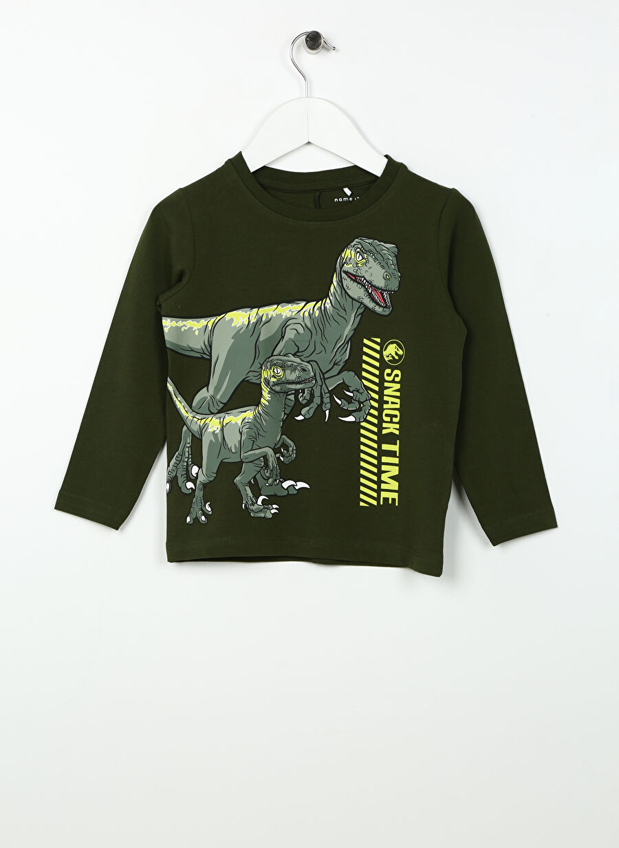 Name İt Haki Erkek Çocuk T-Shirt NMMJOSKO JURASSIC LS TOP VDE