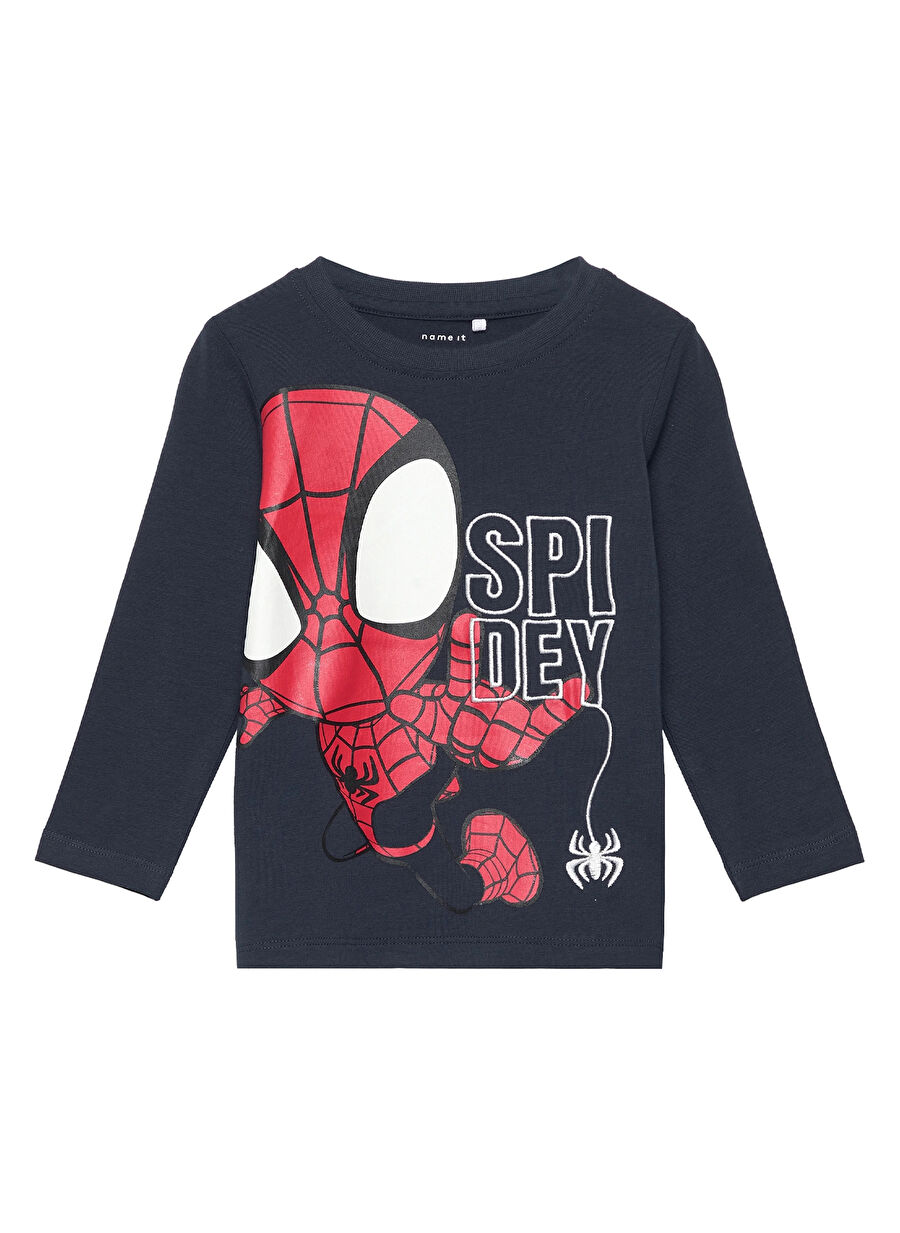 Name it Lacivert Bebek Baskılı T-Shirt NMMJUNIOR SPIDEY LS TOP MAR