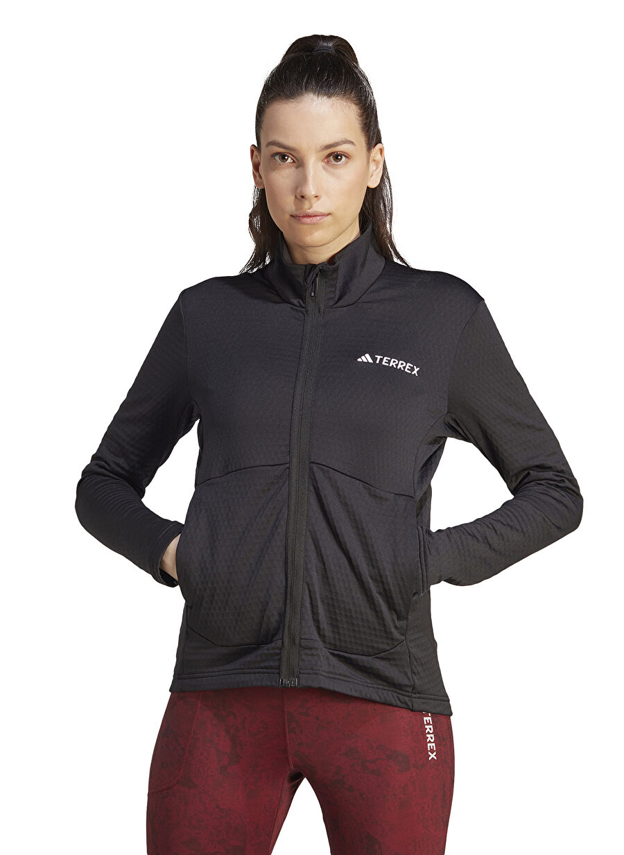 adidas IB1814-W MT LT FL JA BLA Siyah Kadın Dik Yaka  Regular Fit Polar Sweatshırt
