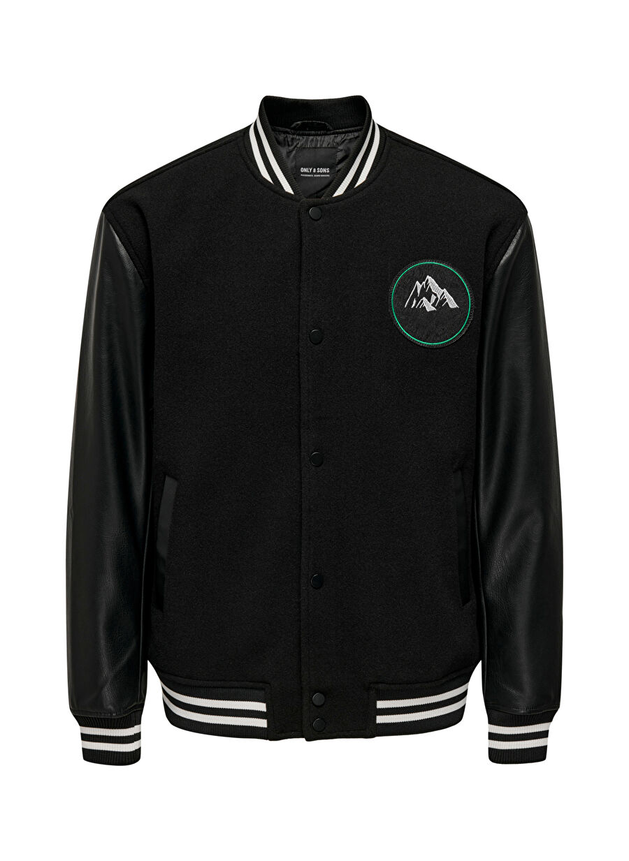 Only & Sons Siyah Erkek Mont 22026189_ONSJASON VARSITY JACKET OT