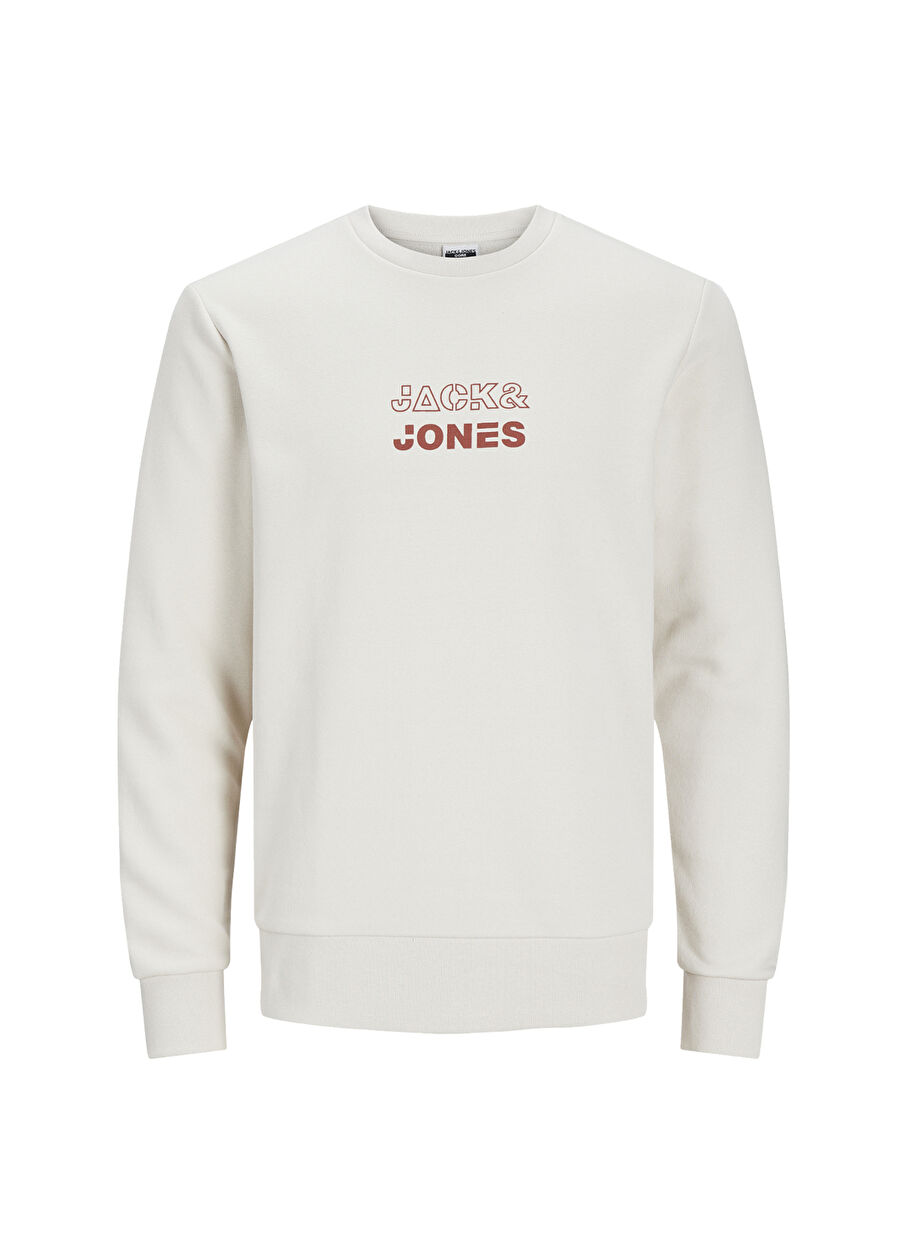 Jack & Jones Yuvarlak Yaka Krem Erkek Sweatshırt 12225139_JCORIZ SWEAT CREW NECK