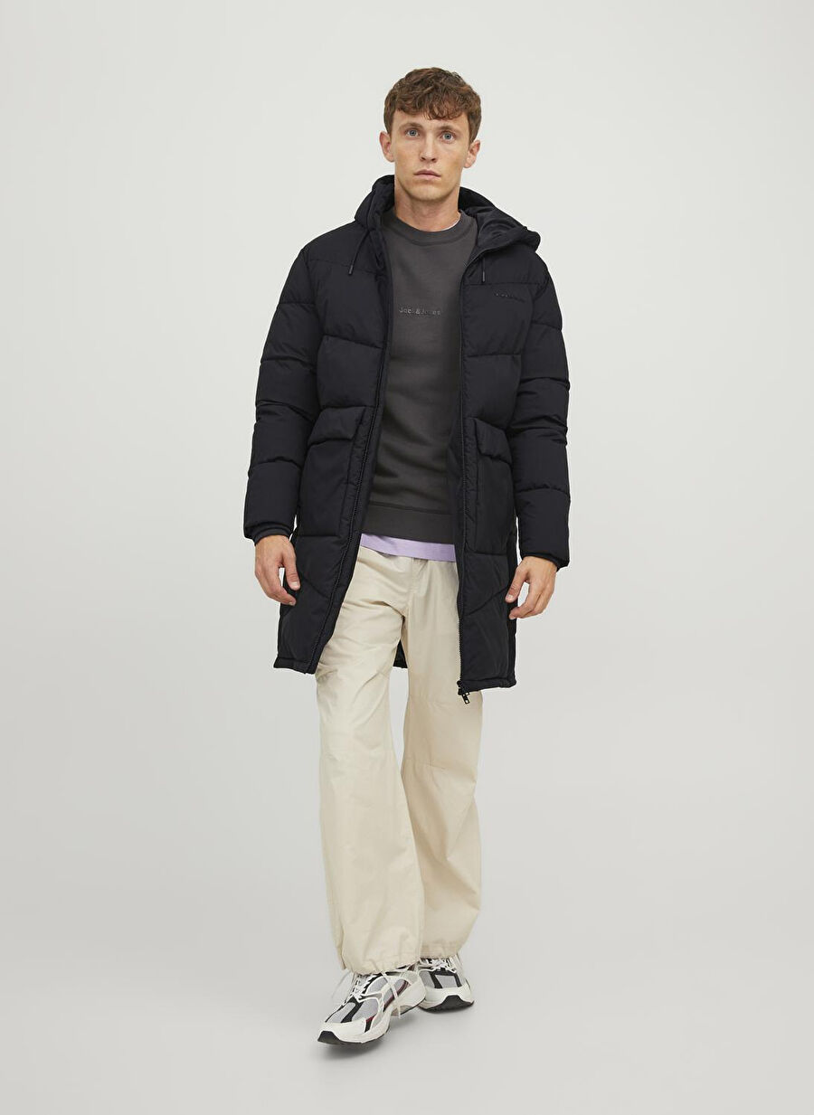 Jack & Jones Siyah Erkek Mont 12238852_JORVESTERBRO LONG PUFFER S