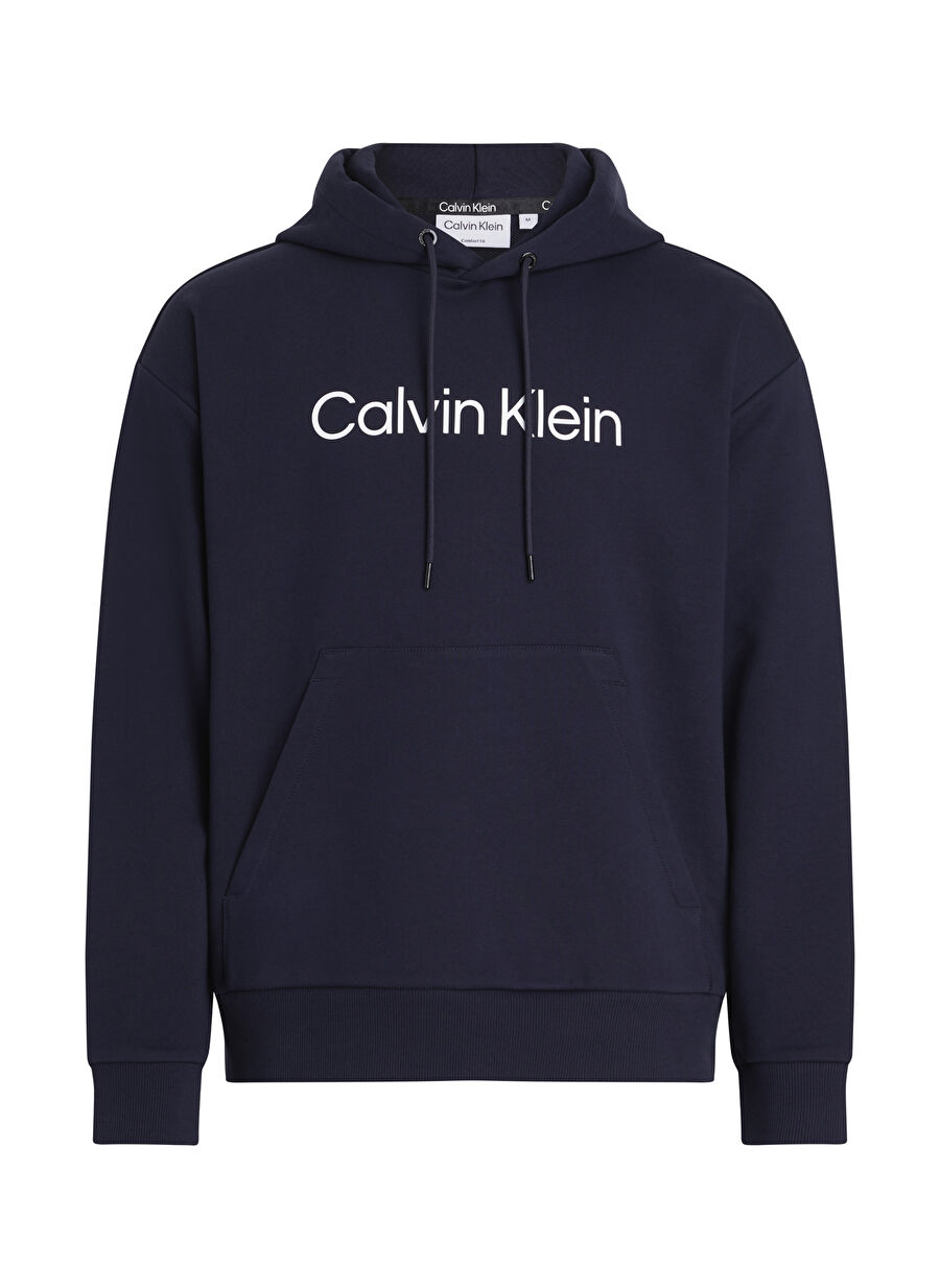 Calvin Klein Kapüşonlu Baskılı Mavi Erkek Sweatshırt K10K111345CHW