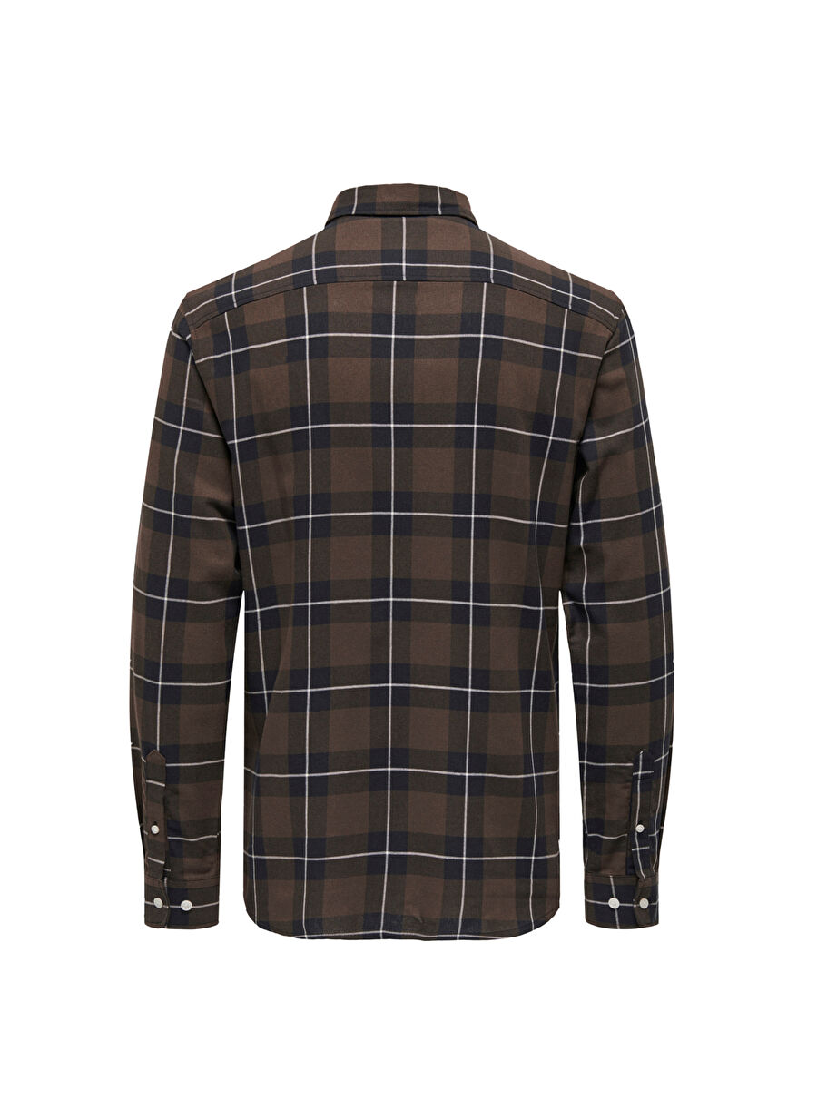 Only & Sons Dar Bordo Kareli Erkek Gömlek ONSARI SLIM CHECK SHIRT