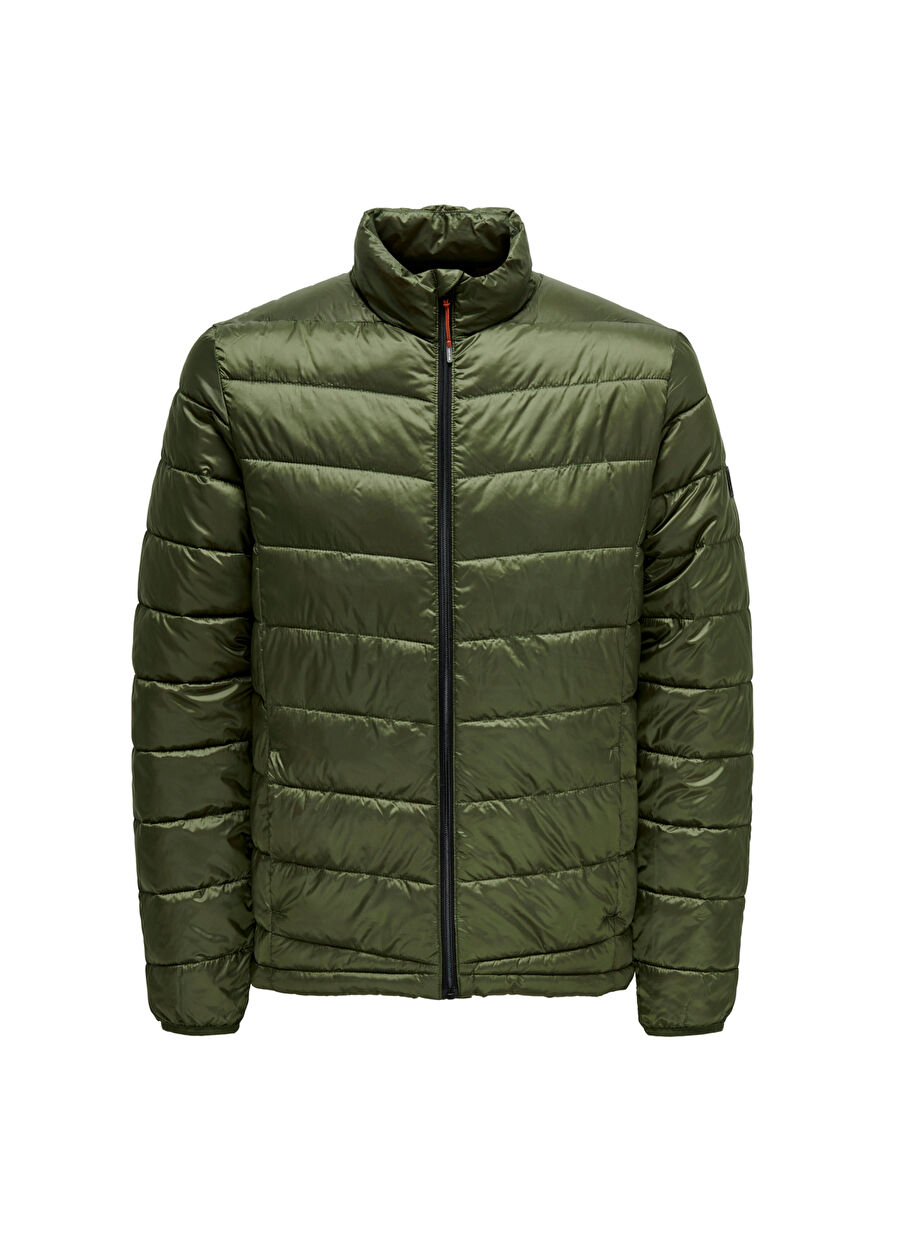 Only & Sons Koyu Yeşil Erkek Mont ONSCARVEN QUILTED PUFFER OTW NOOS