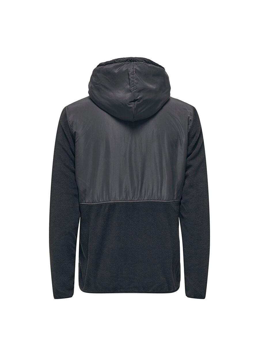 Only & Sons Kapüşon Yaka Siyah Erkek Sweatshırt ONSNOAH REG FLEECE ZIP HOODIE VD