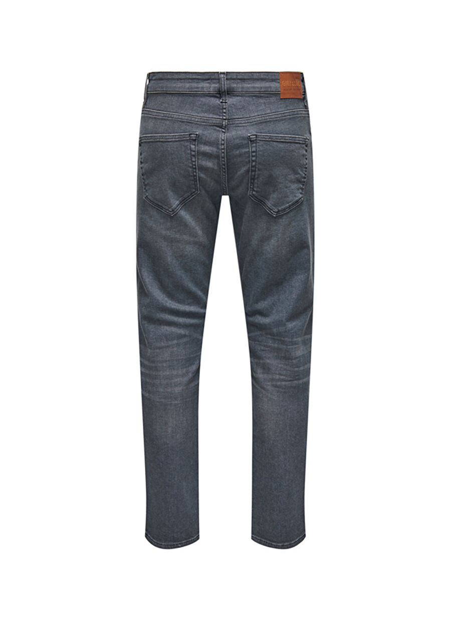 Only & Sons Koyu Gri Erkek Normal Kalıp Taşlamalı Denim Pantolon ONSWEFT REG. D. GREY COAT 6777 DNM