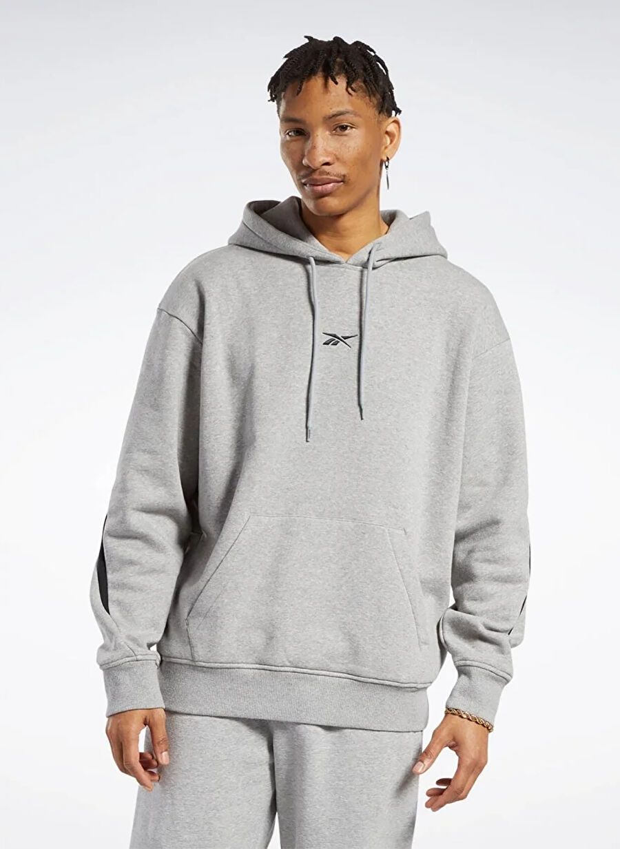 Reebok HS6848 CL BV HOODIE Gri Melanj Unisex Yuvarlak Yaka Normal Kalıp Sweatshirt