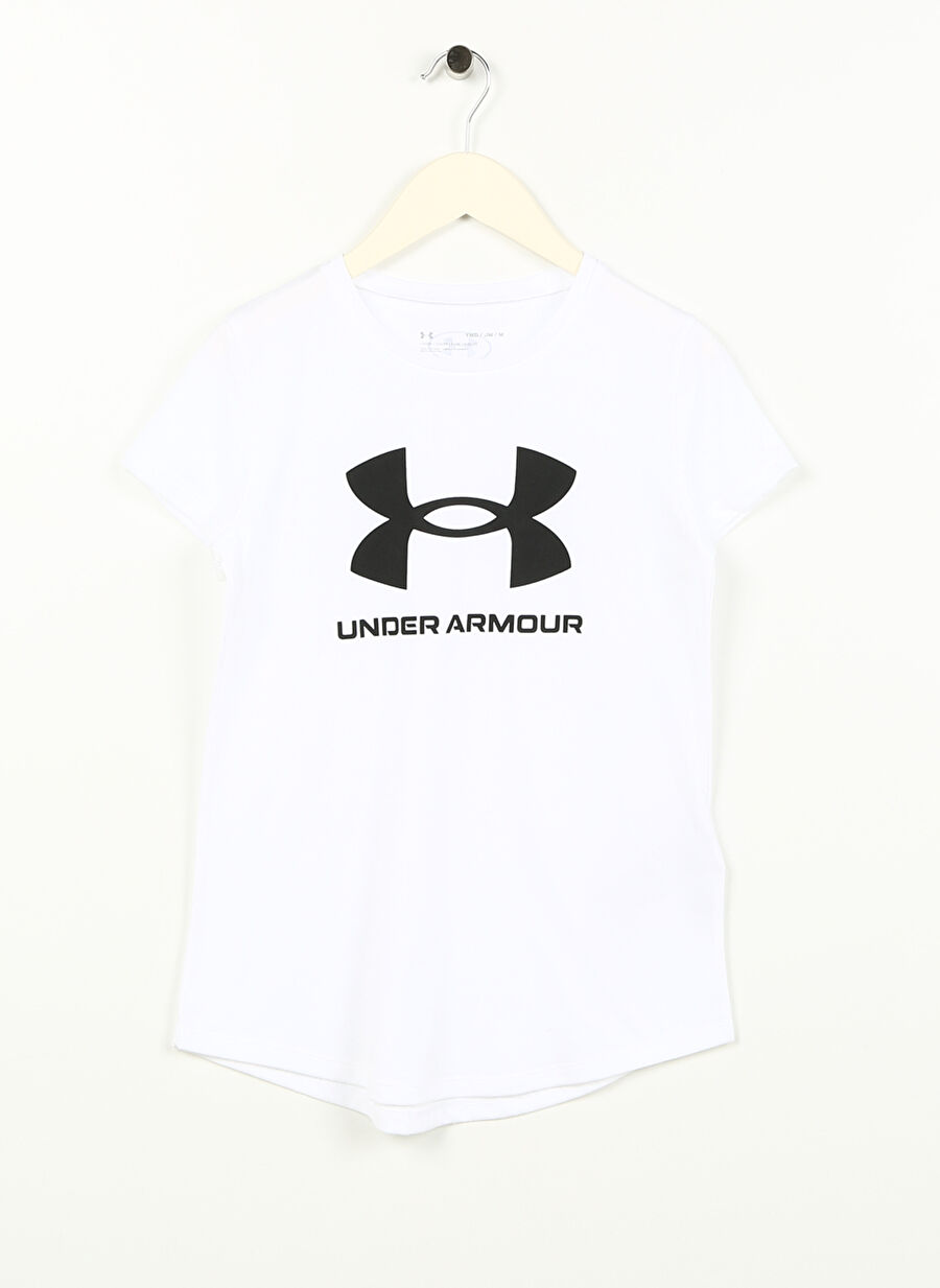 Under Armour Beyaz Kız Çocuk Kısa Kollu Bol Kesim Düz T-Shirt 1361182-100 UA G SPORTSTYLE LOGO SS