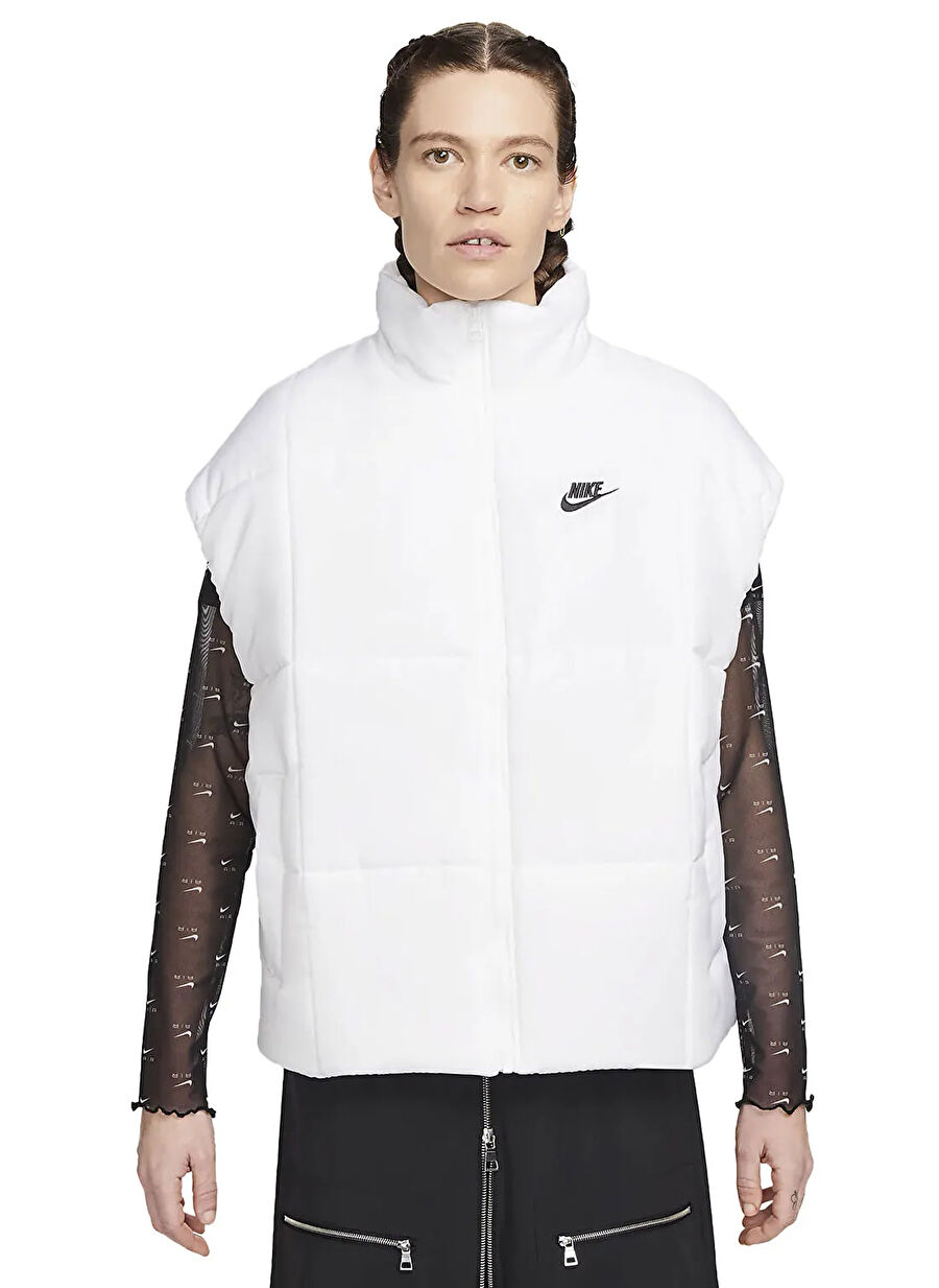 Nike Beyaz Kadın Dik Yaka Regular Fit Yelek FB7679-100 W NSW TF THRMR CLSC VEST