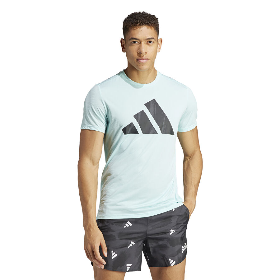 adidas IL2208 RUN IT BOS TEE  SEFLAQ Mavi Erkek Bisiklet Yaka  Normal Kalıp Baskılı  T-Shirt