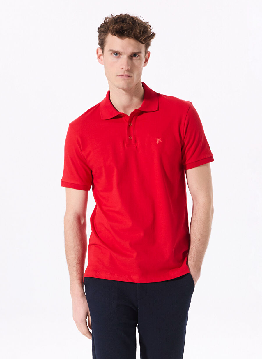 Fabrika Kırmızı Erkek Regular Fit Düz Polo T-Shirt LEGOLAS Y