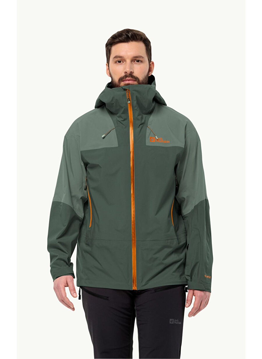 Jack Wolfskin Koyu Yeşil Erkek Kapüşon Yaka Mont Alpspitze Tour 3L Jkt