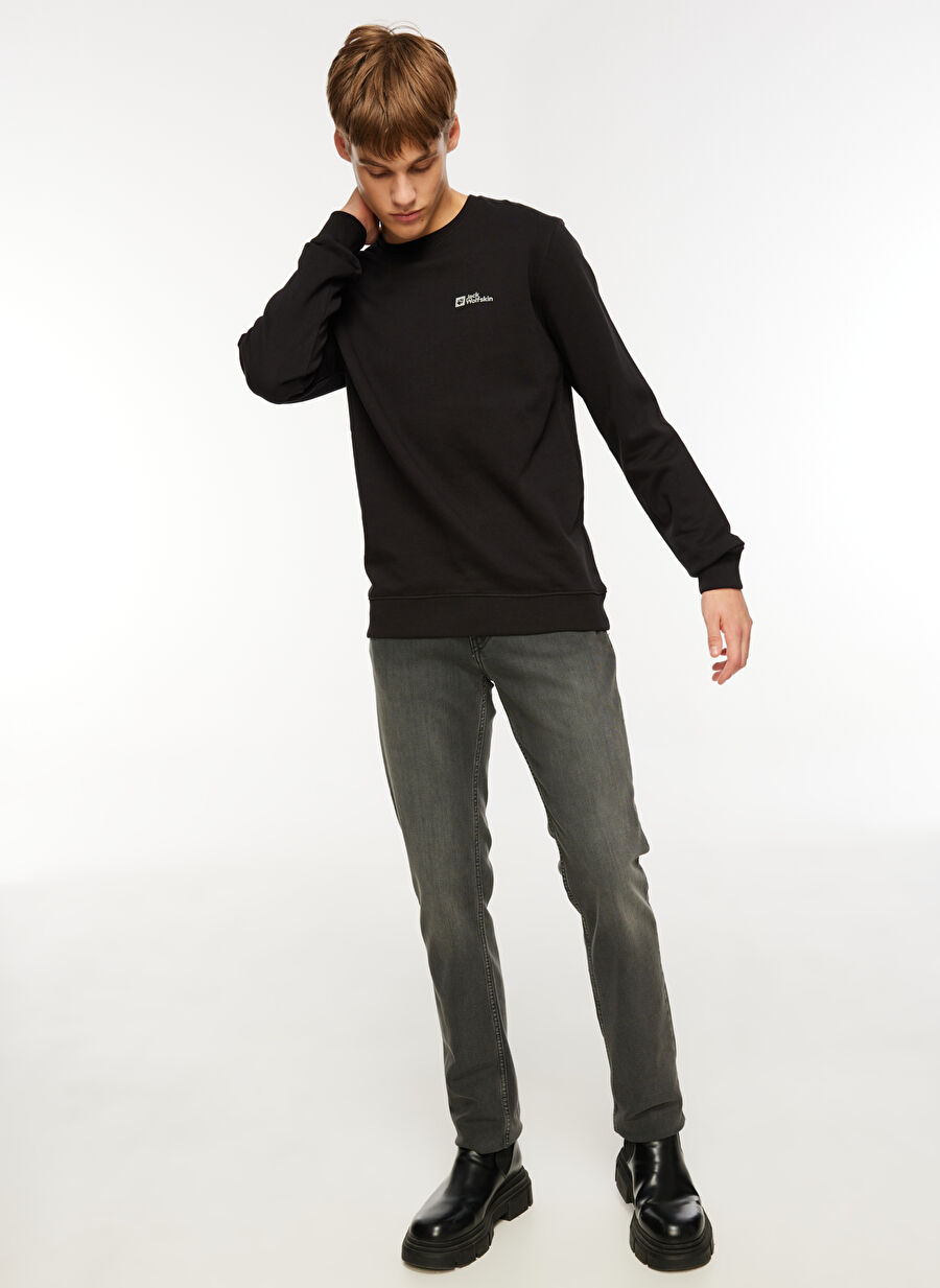 Jack Wolfskin Siyah Erkek Kapüşon Yaka Sweatshirt Mark Sweat M