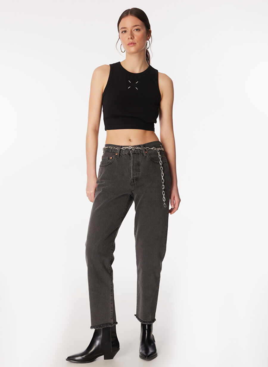 Levis 501 CROP LOCAL TR GET OFF MY CLOUD Regular Fit Siyah Kadın Denim Pantolon