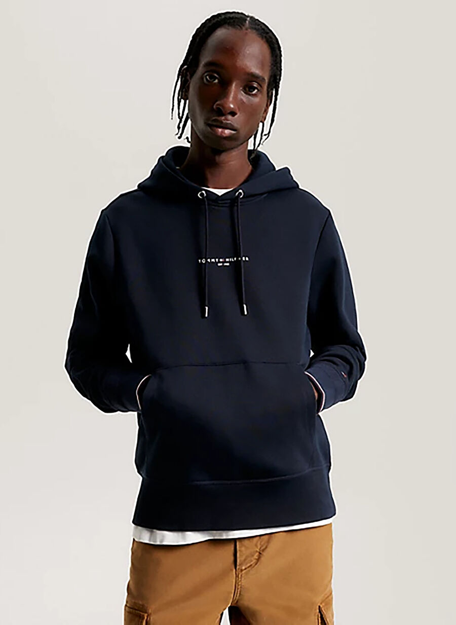Tommy Hilfiger Kapüşonlu Lacivert Erkek Sweatshirt MW0MW32673DW5