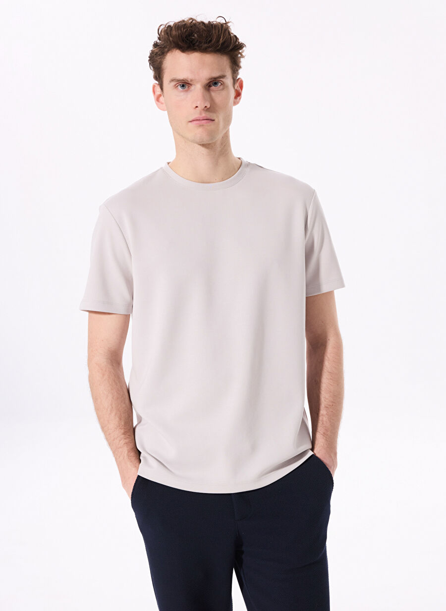 Fabrika Taş Erkek Bisiklet Yaka Relaxed Modal Karışımlı T-Shirt F4SM-TST 0426