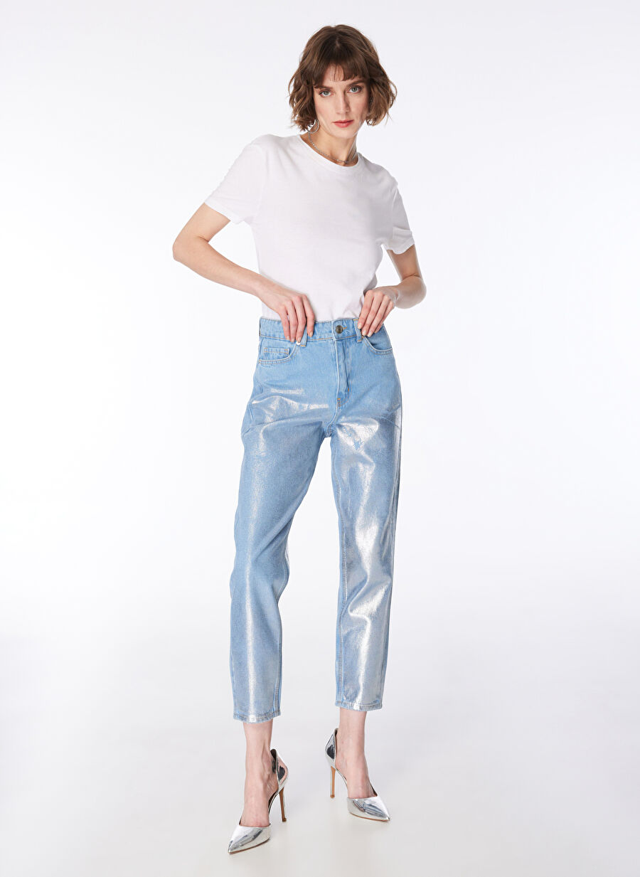 Fabrika Mavi - Gümüş Kadın Straight Denim Pantolon F4SL-PNT0342