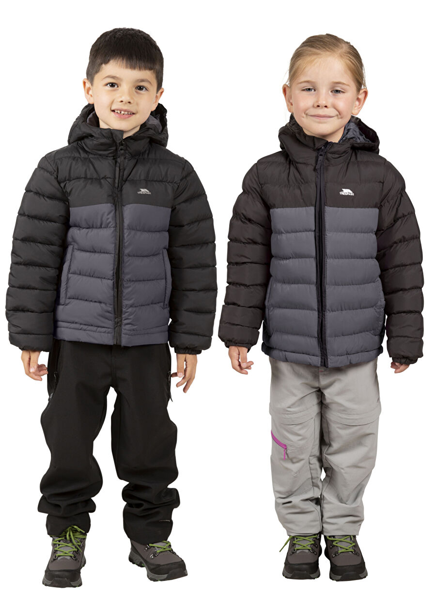 Trespass Siyah Erkek Çocuk Mont OSKAR - KIDS PADDED JKT