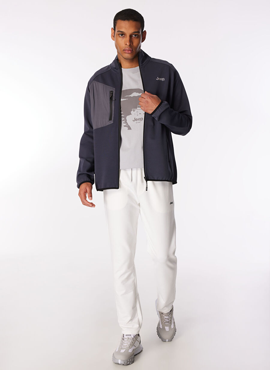 Jeep Antrasit Erkek Kapüşonlu Relaxed Blok Sweatmont J4sm-Swt7224