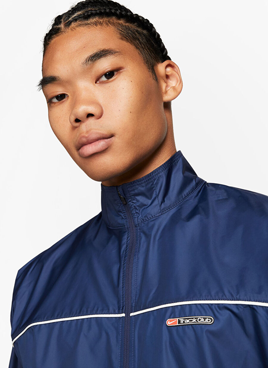 Nike Mavi Erkek Dik Yaka Zip Ceket Fb5515-410-M Nk Sf Track