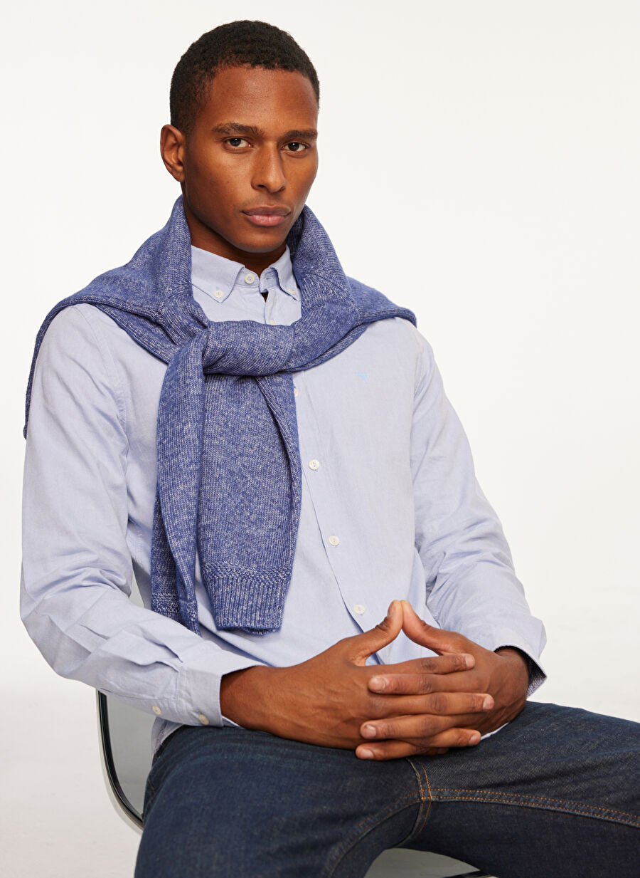 Fred Mello Slim Fit Açık Mavi Erkek Gömlek FM23W03CU