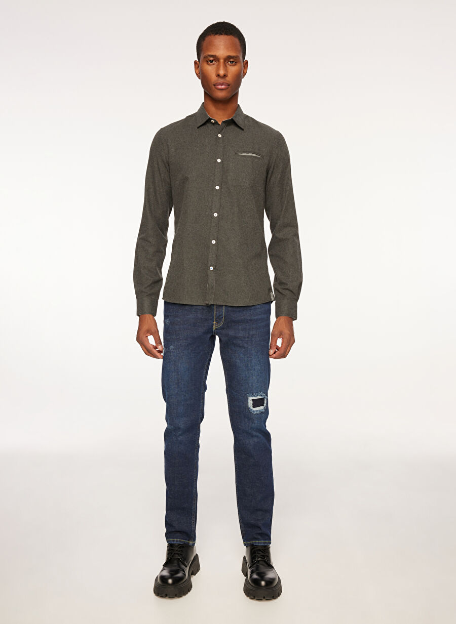 Fred Mello Lacivert Erkek Düz Paça Slim Fit  Denim Pantolon FM23W27PD