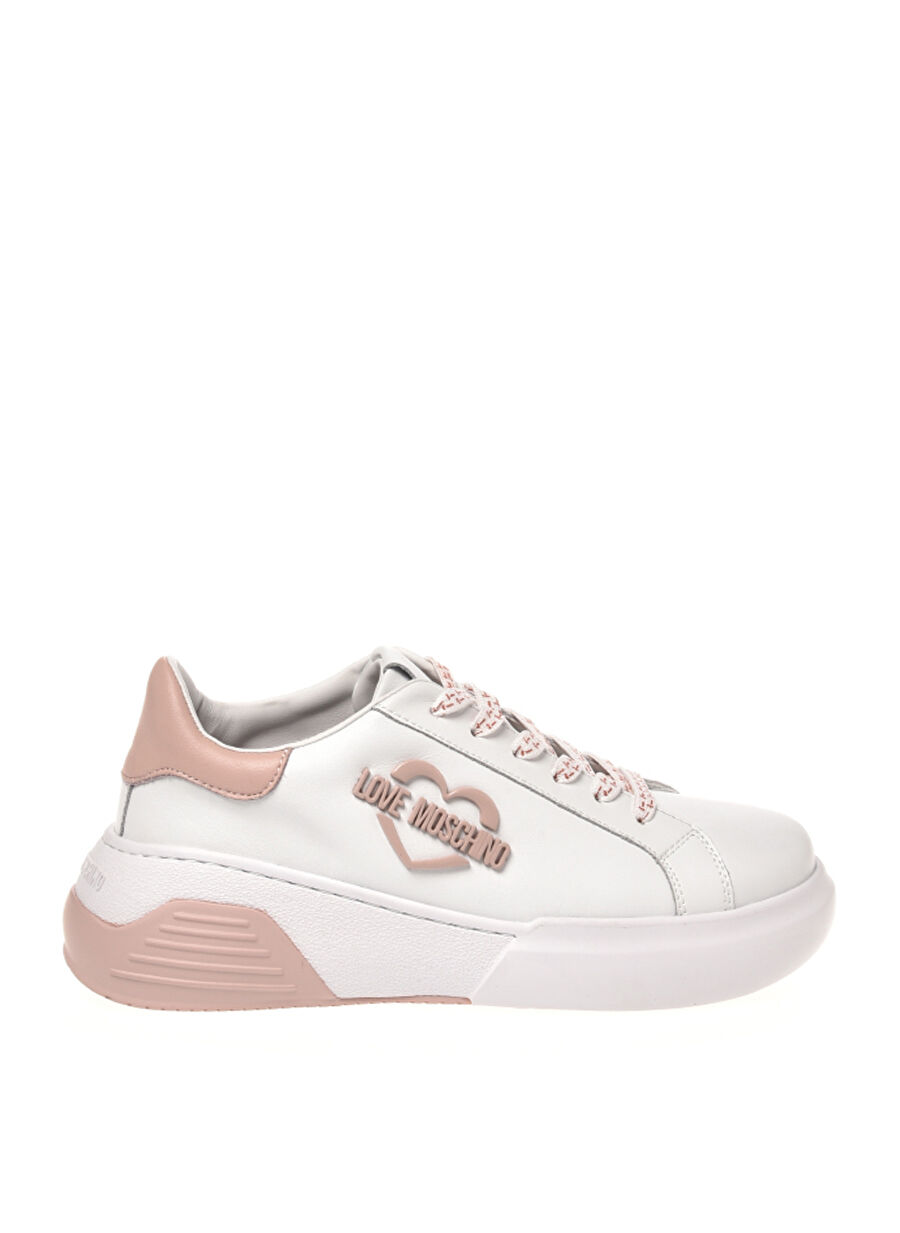 Love Moschino Beyaz-Pembe Kadın Deri Sneaker JA15105G1HIA110E