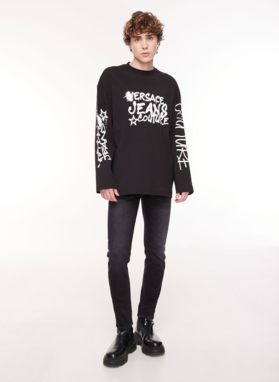 Versace Jeans Couture Bisiklet Yaka Siyah Erkek T-Shirt