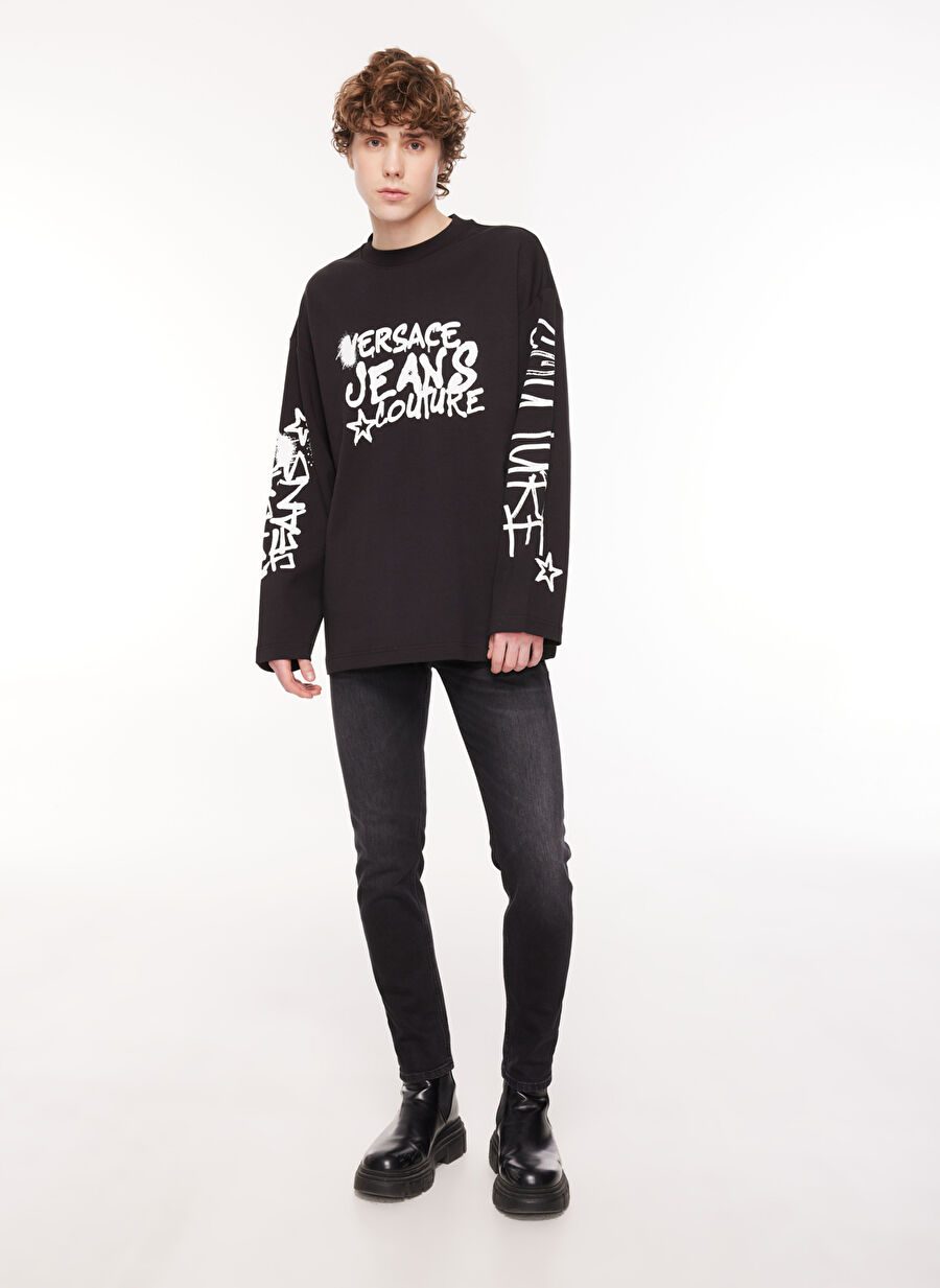 Versace Jeans Couture Bisiklet Yaka Siyah Erkek T-Shirt