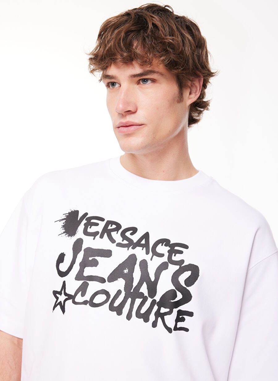 Versace Jeans Couture Bisiklet Yaka Beyaz Erkek T-Shirt