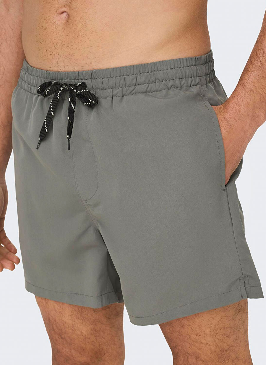 Only & Sons Gri Erkek Normal Kalıp Şort Mayo ONSTED LIFE SWIM SHORT GW 1832