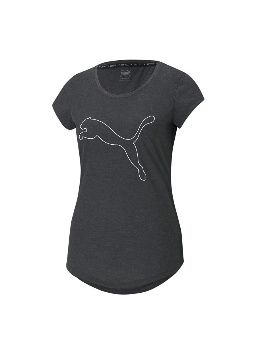 Puma 52032007 PERFORMANCE HEATHER CAT TE Koyu Gri Kadın Bisiklet Yaka Regular Fit T-Shirt