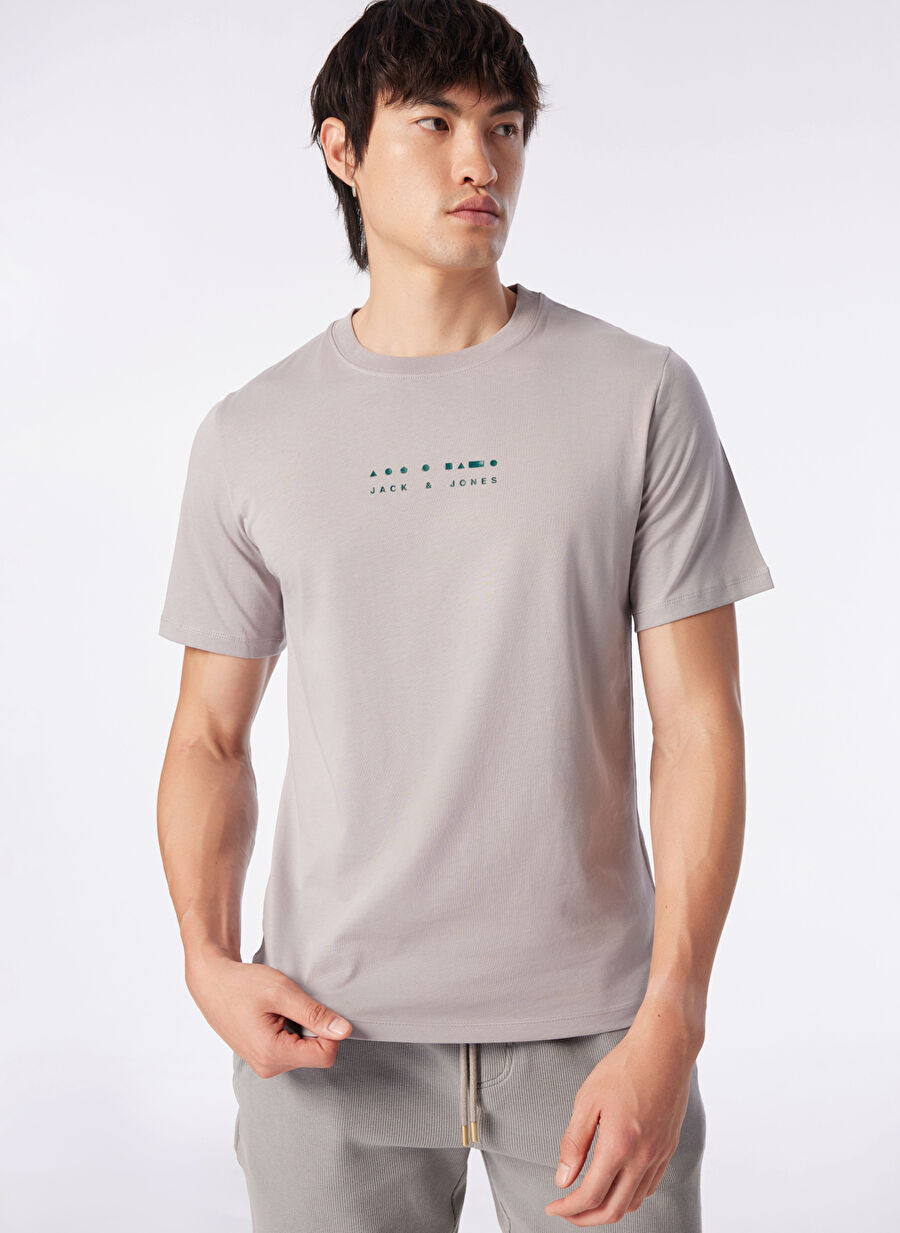 Jack & Jones Bisiklet Yaka Gri Erkek T-Shirt JCOLINCOLN TEE SS CREW NECK EXC