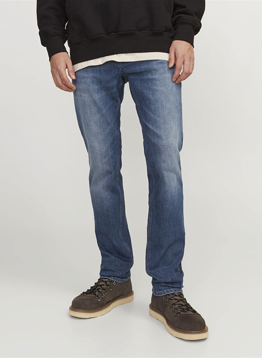 Jack & Jones  Erkek Dar Paça Slim Fit  Denim Pantolon JJITIM JJORIGINAL AM 784 SN