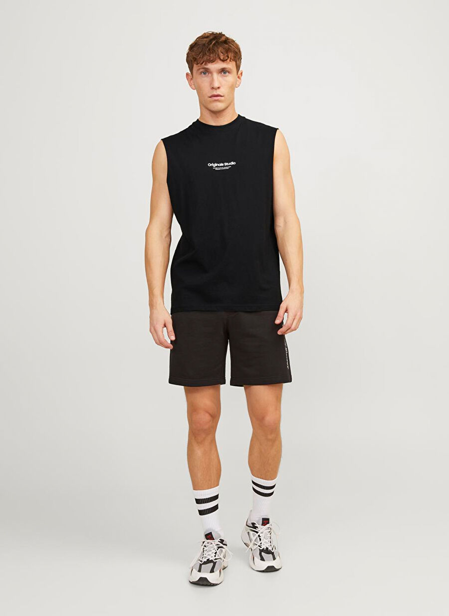 Jack & Jones Bisiklet Yaka Siyah Erkek T-Shirt JORVESTERBRO SLEEVELESS TEE SN