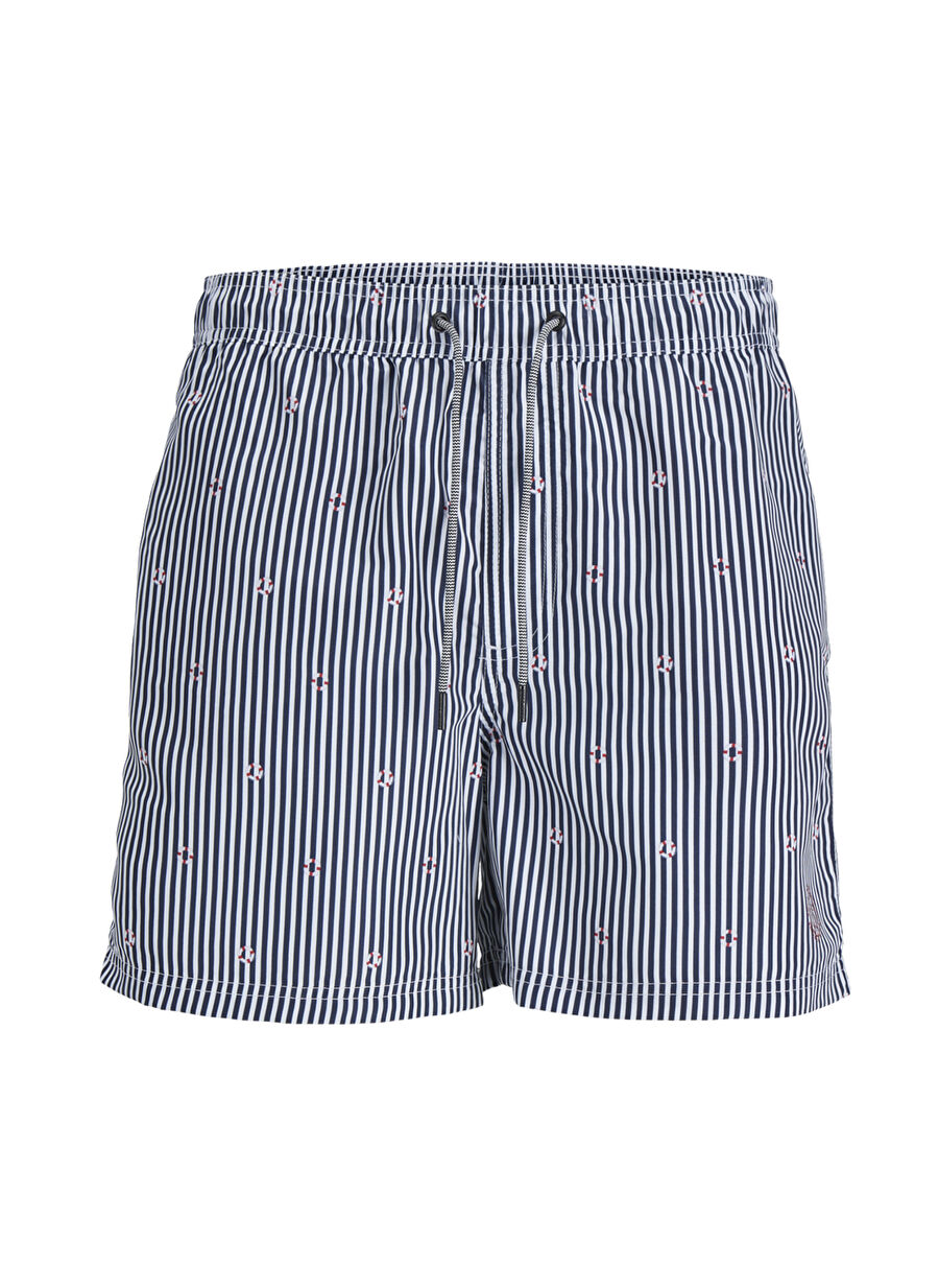 Jack & Jones Lacivert Erkek Şort Mayo JPSTFIJI JJSWIM SMALL STRIPES LY SN