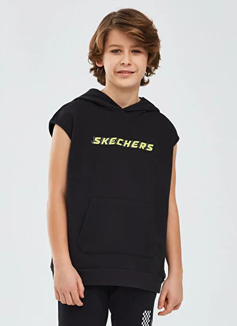 Skechers Düz Siyah Erkek Çocuk Atlet SK241119-001-Lightweight Hoodie