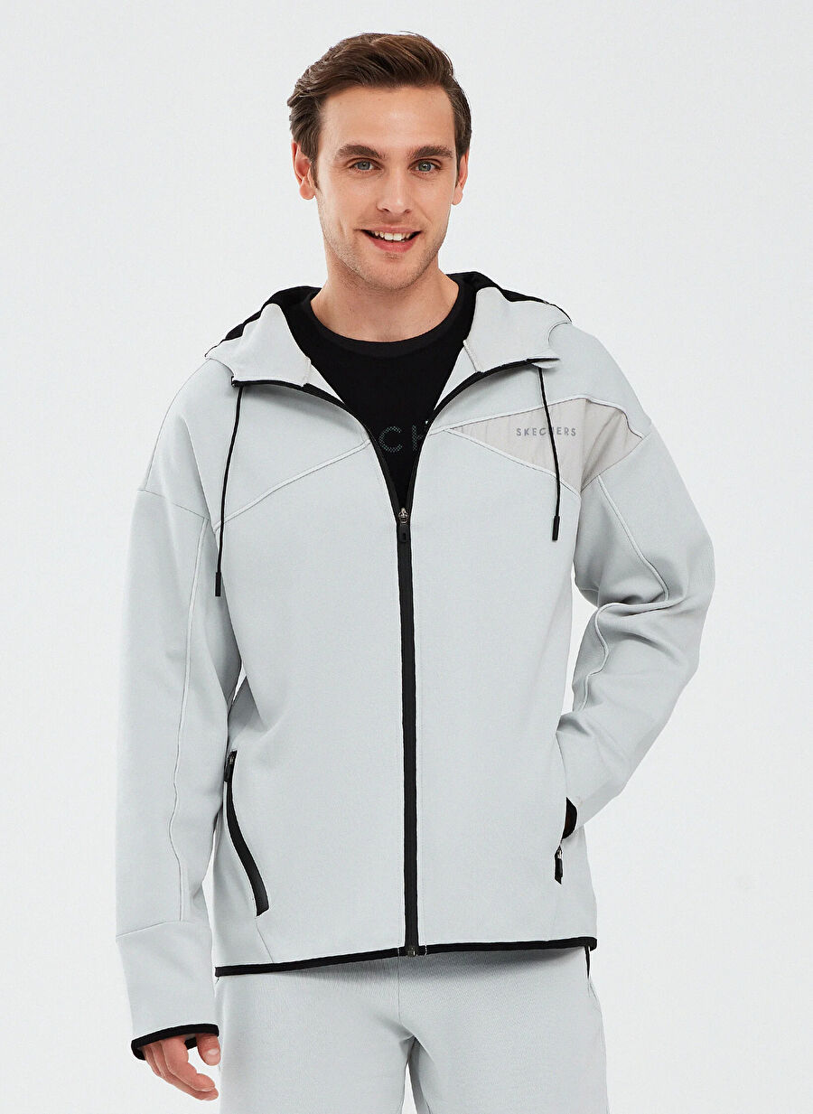 Skechers S241035-035 2XI-Lock M Full Zip Hoo Gri Erkek Kapüşon Yaka Regular Fit Sweatshirt