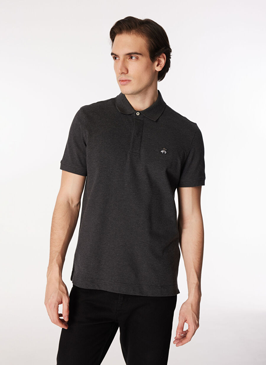 Brooks Brothers Polo Yaka Antrasit Erkek T-Shirt BBSP23MTS019