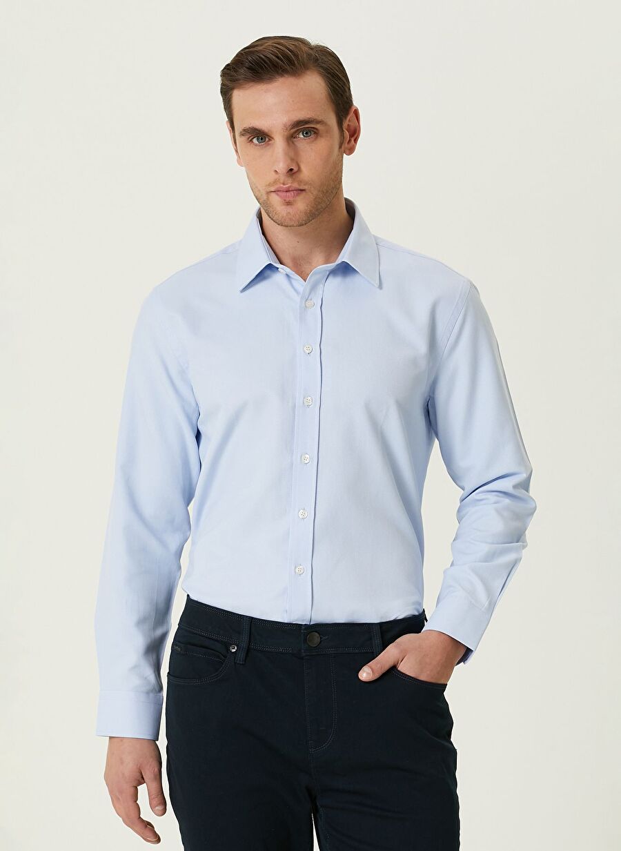 Network Slim Fit Mavi Erkek Gömlek 1090674