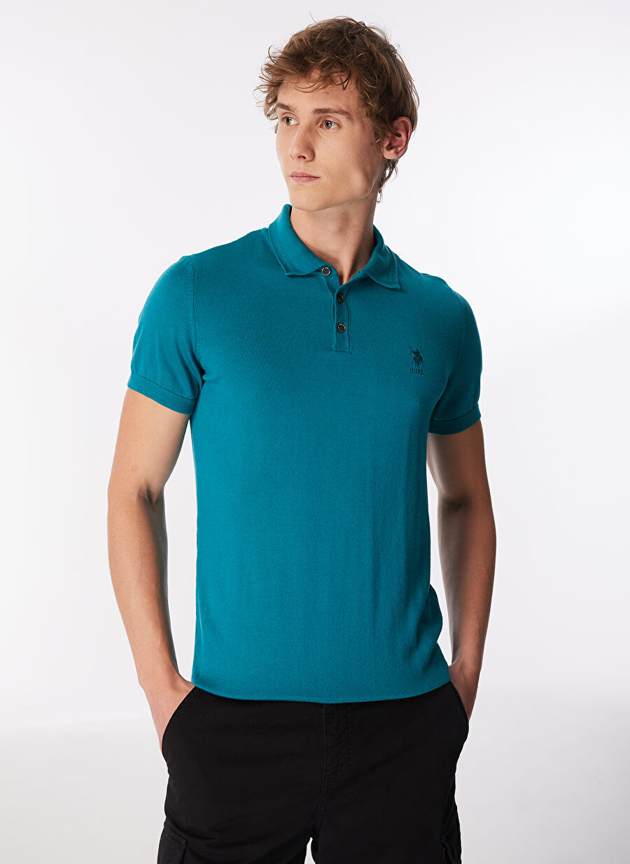 U.S. Polo Assn. Polo Yaka Regular Fit Yeşil Erkek Kazak RAHAL-IY24