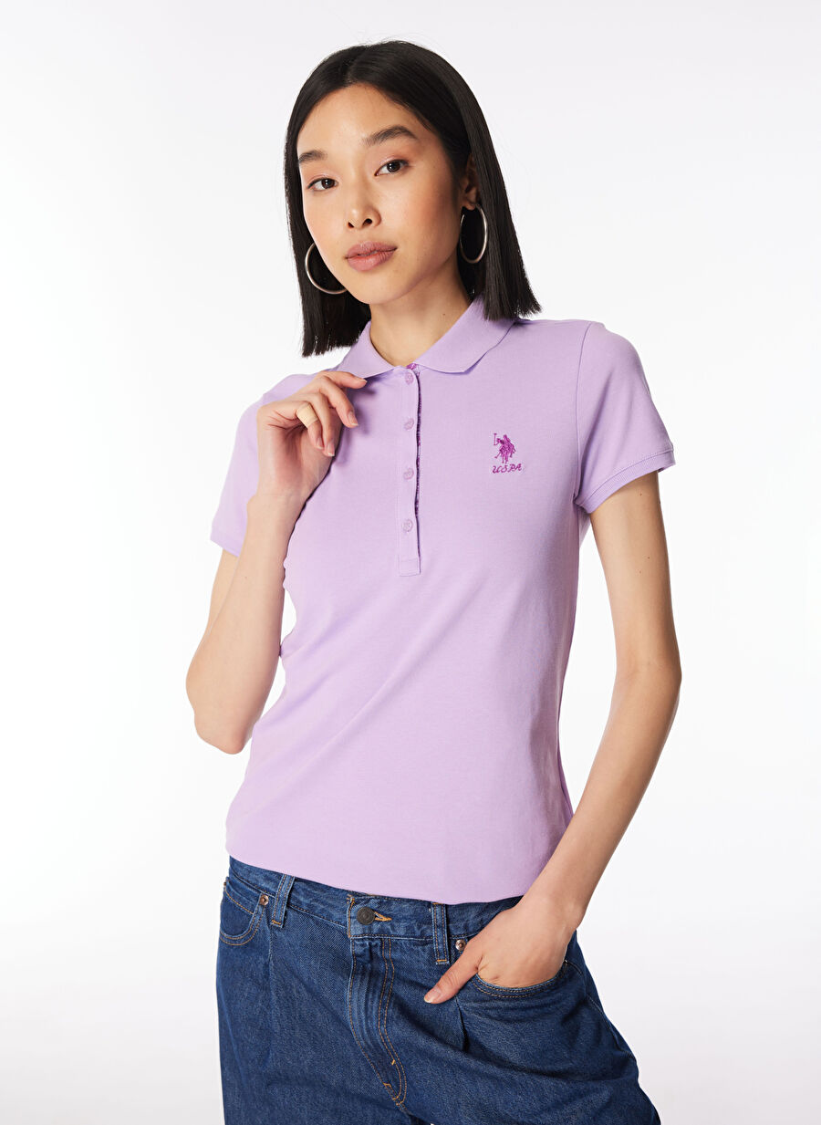 U.S. Polo Assn. Lila Kadın Slim Fit Polo T-Shirt TP0124