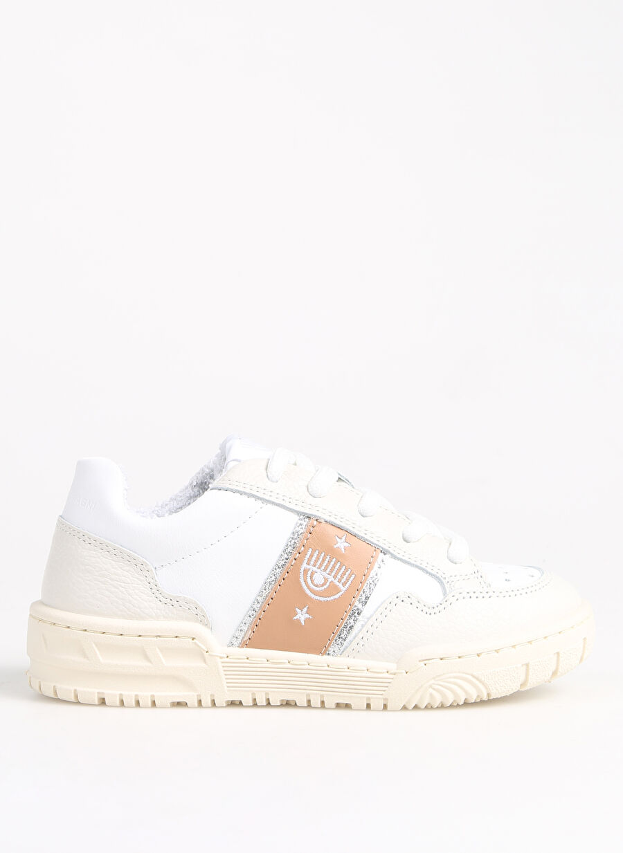 Chiara Ferragni Beyaz - Kahverengi Kız Çocuk Sneaker SNEAKERS CF1 WHITE/BROWN/OFF-WHITE