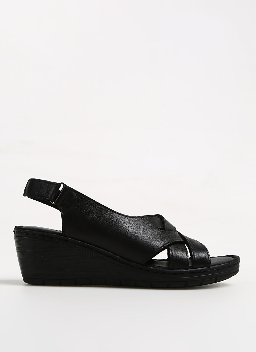 Pierre Cardin Siyah Kadın Deri Sandalet PC-5125