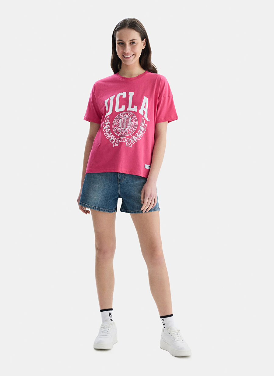 Ucla Pembe Kadın Baskılı T-Shirt AVALON