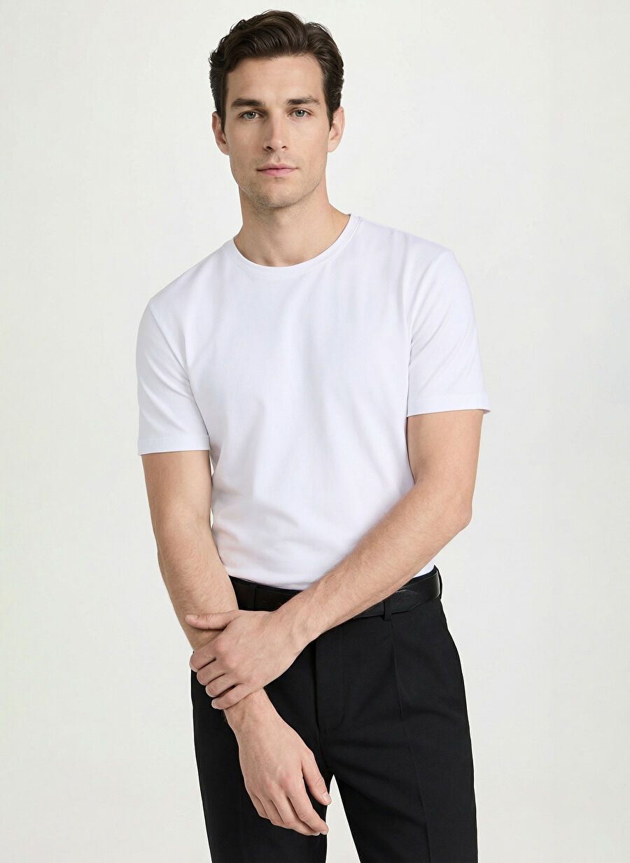 Fabrika Beyaz Erkek %100 Pamuk T-Shirt F4SM-TST 2847
