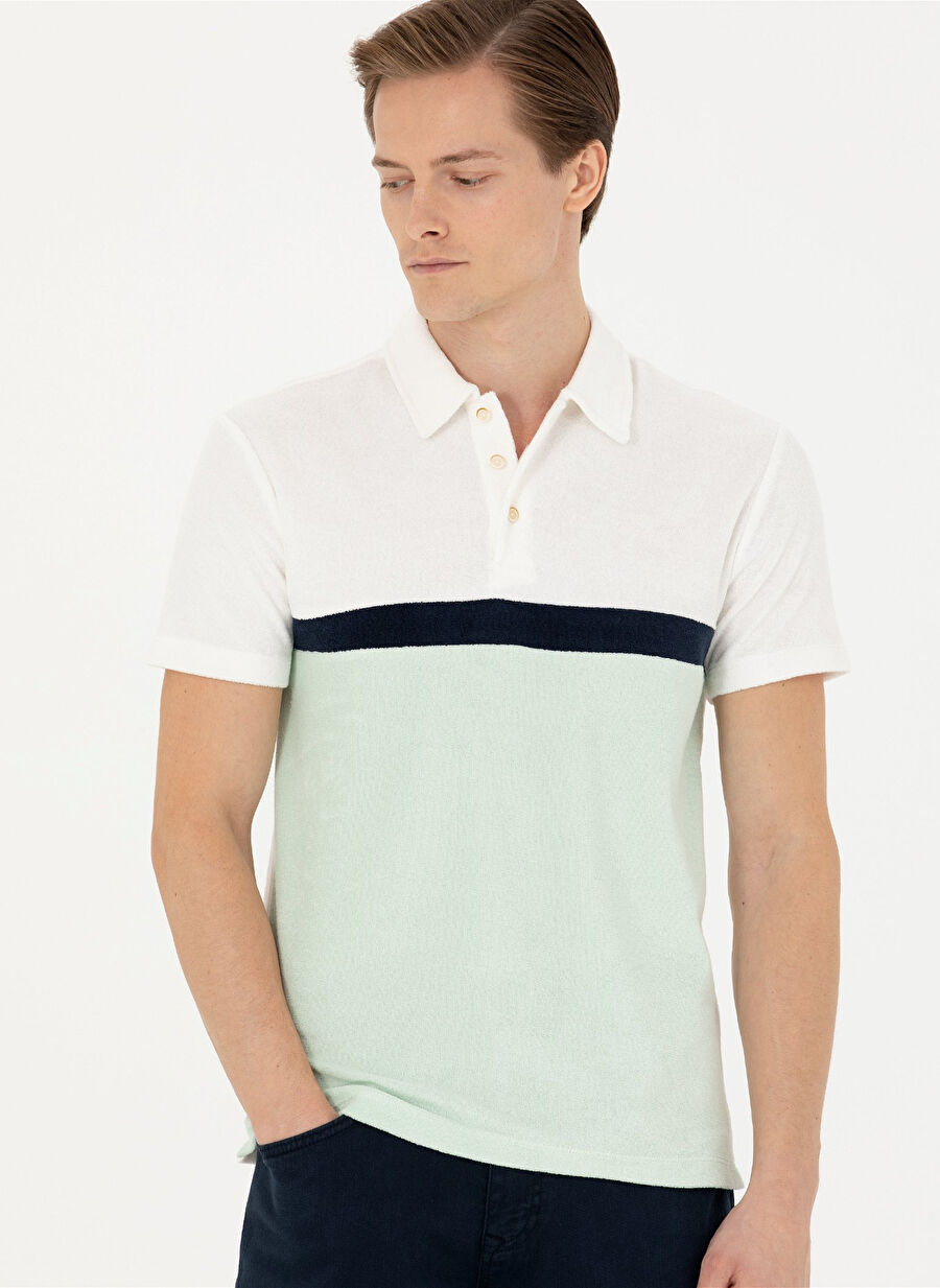 Cacharel Polo Yaka Parçalı Mint Erkek T-Shirt TOWY