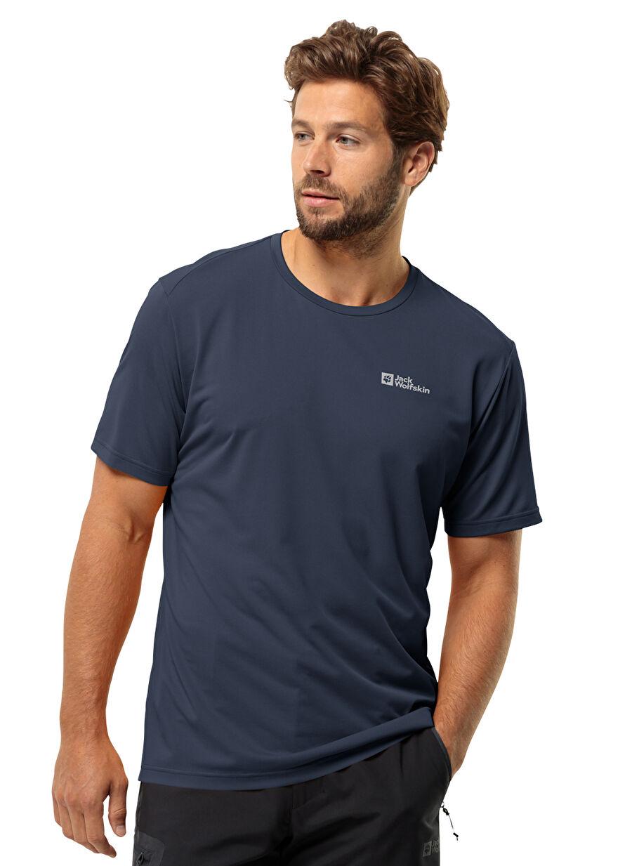 Jack Wolfskin Lacivert Erkek Bisiklet Yaka Normal Kalıp T-Shirt 1809811TR_DELGAMI S/S M